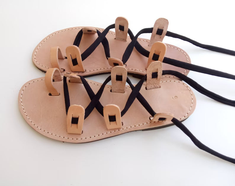 Ring toe lace up gladiator sandals