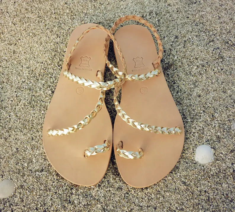 Braided leather sandals