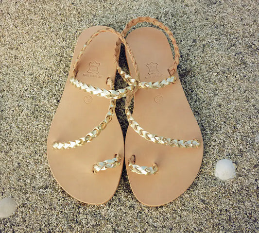 Braided leather sandals
