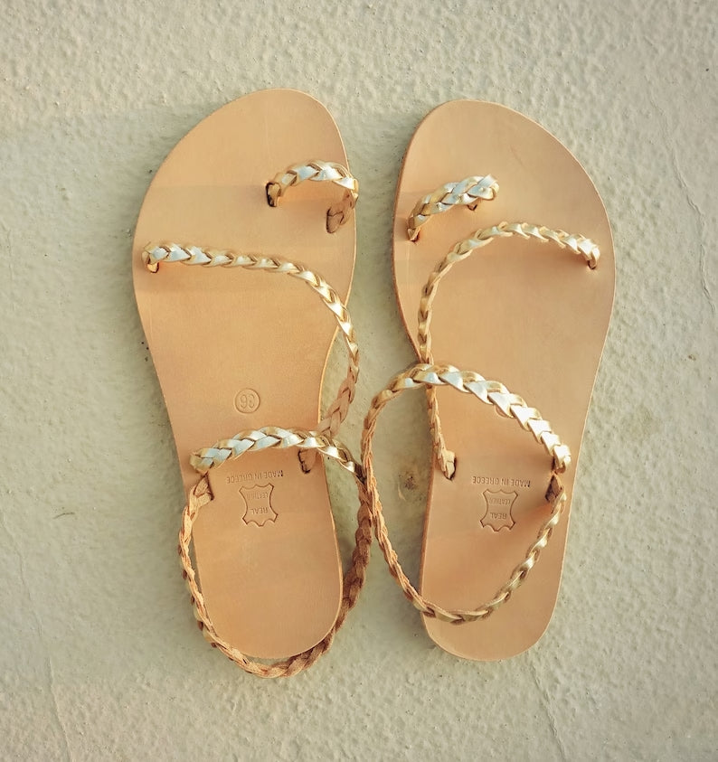 Braided leather sandals