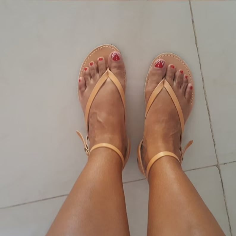 sandalias griegas de cuero