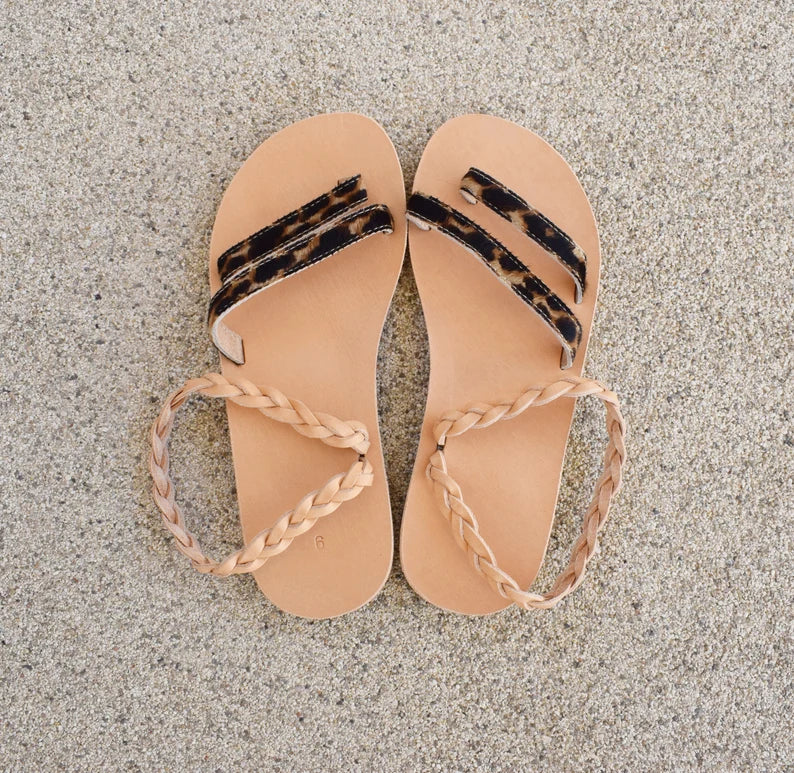 Leopard leather sandals