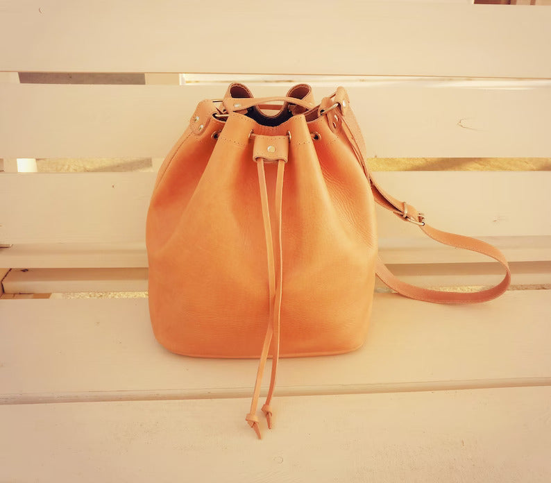 Leather bucket bag