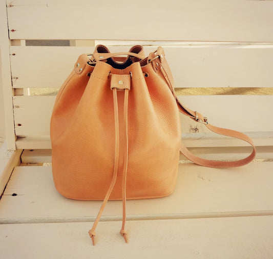 Leather bucket bag