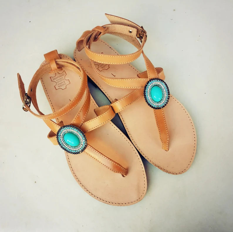 Boho sandals with strass