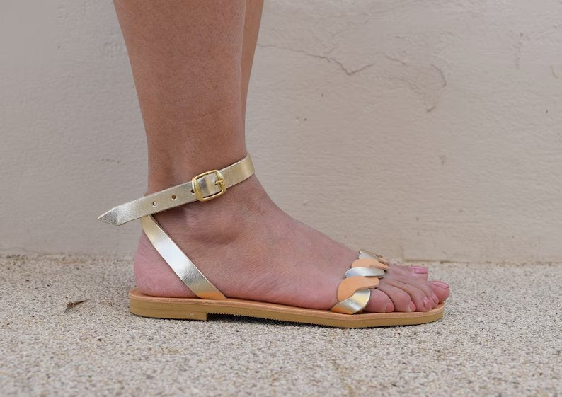 Ladies leather waves sandals