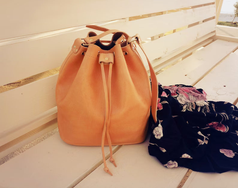 Leather bucket bag