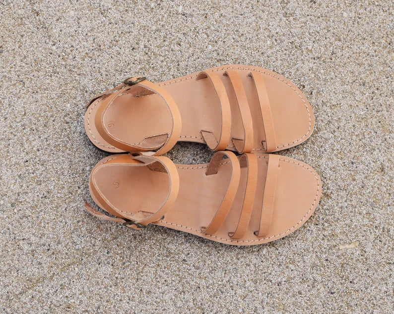Classic leather ankle strap sandals