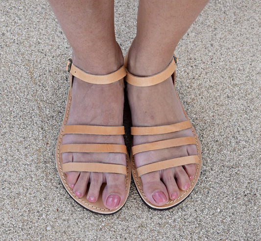 Classic leather ankle strap sandals