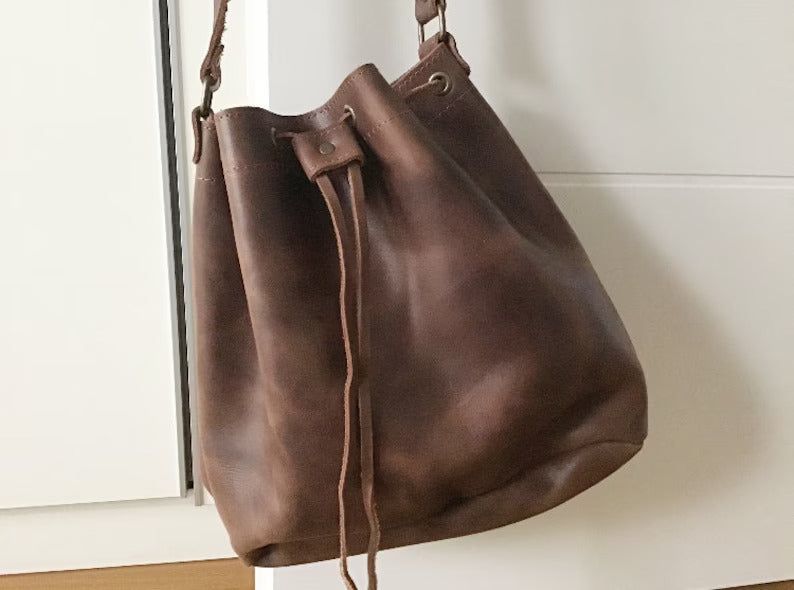 Leather bucket bag