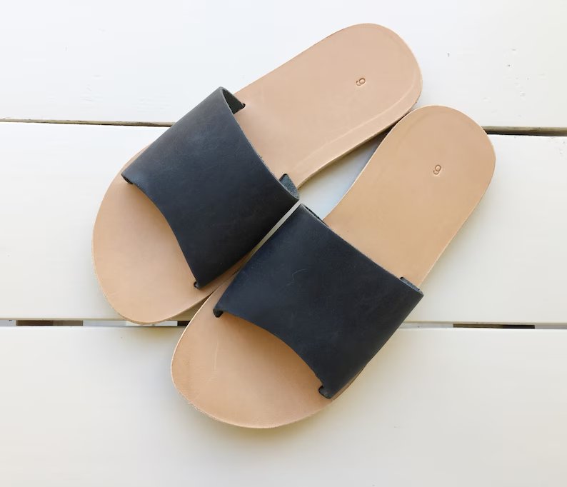 Leather Slide Sandals