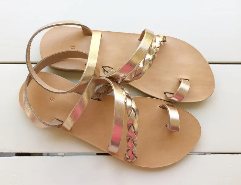 Braid wedding leather sandals for women