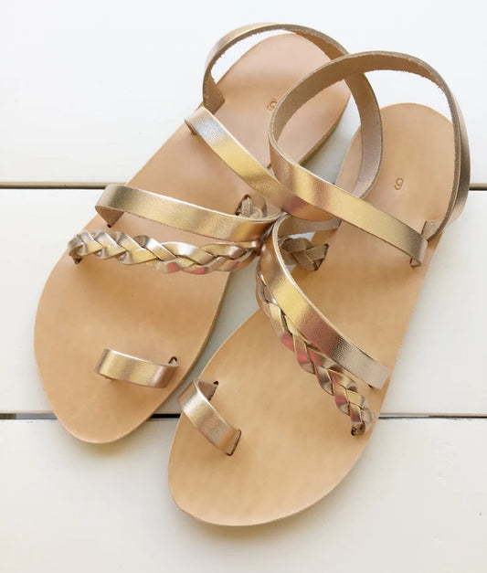 Braid wedding leather sandals for women