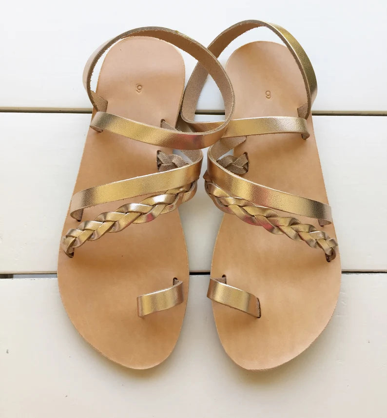 Braid wedding leather sandals for women