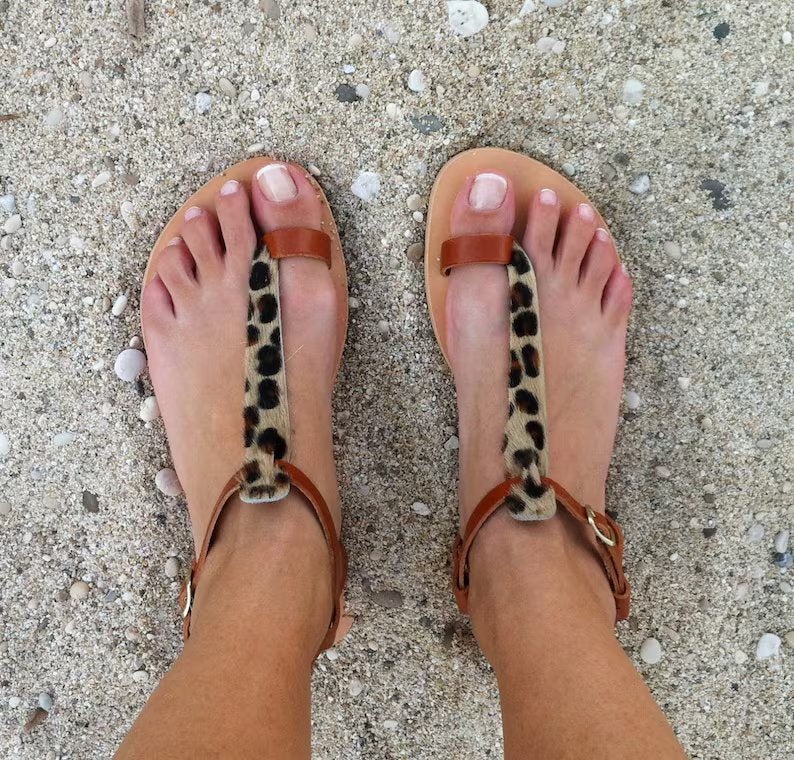 Leather Animal Print Sandals
