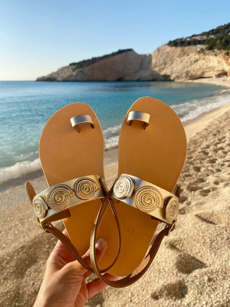 Gold Barefoot Leather Sandals - Vibram