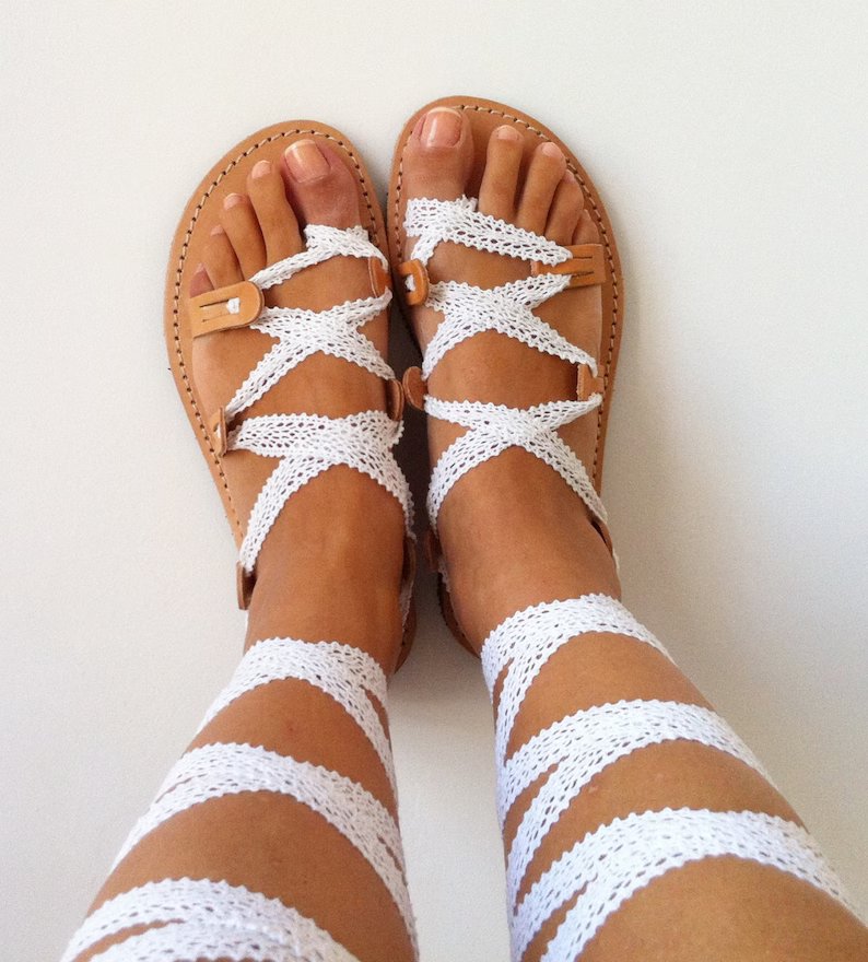 White Bridal Gladiator Sandals