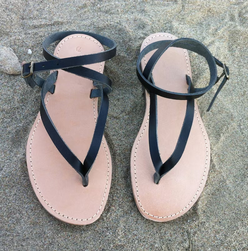 sandalias griegas de cuero