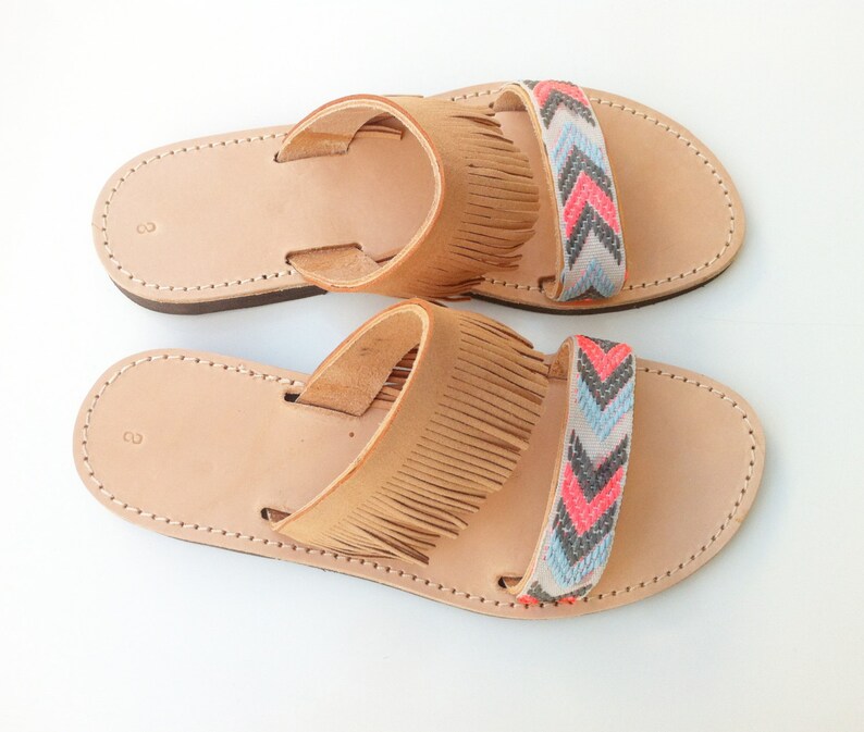 Boho chic leather sandals