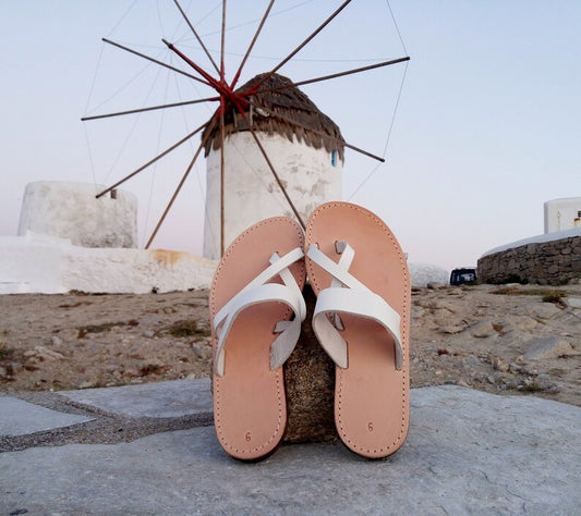 Greek Leather Slip On Sandals