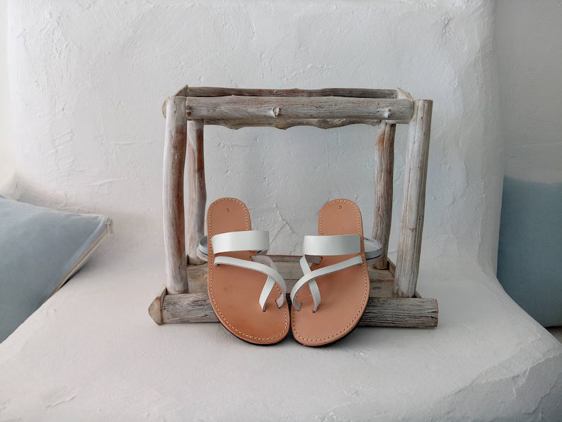 Greek Leather Slip On Sandals