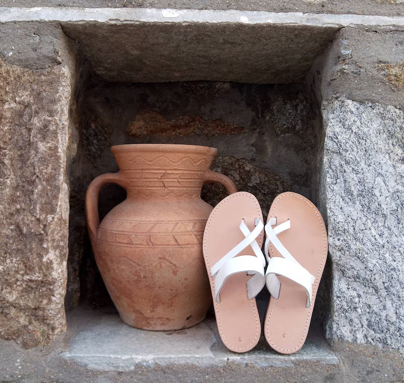 Greek Leather Slip On Sandals