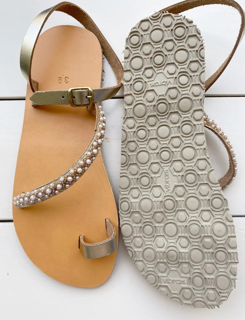 Wedding Sandals With Pearls - Vibram Sole