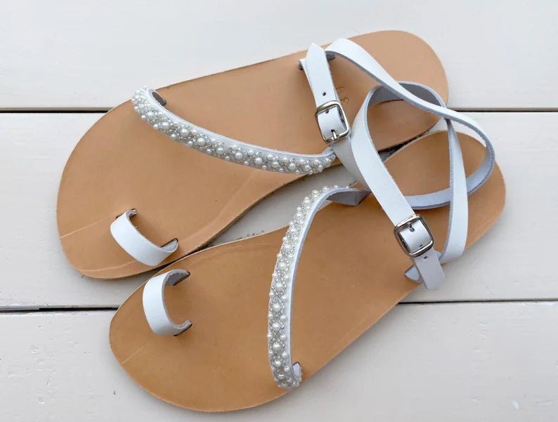 Wedding Sandals With Pearls - Vibram Sole