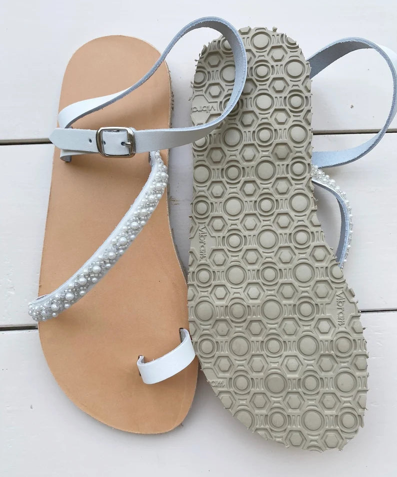 Wedding Sandals With Pearls - Vibram Sole