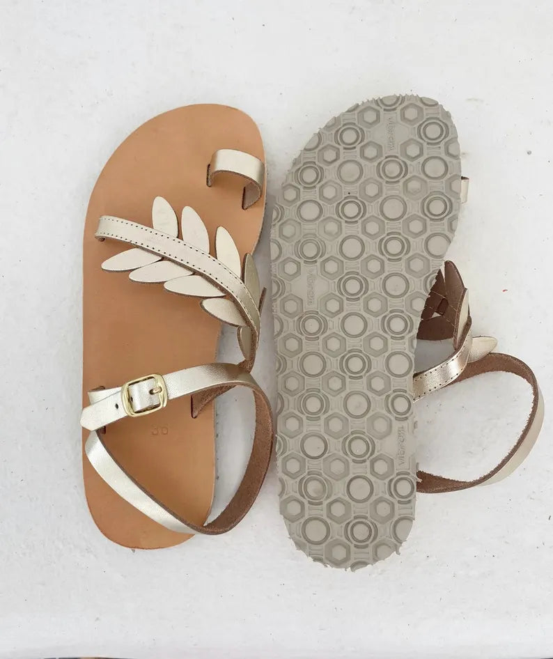 Wedding Leaf Greek Leather Sandals
