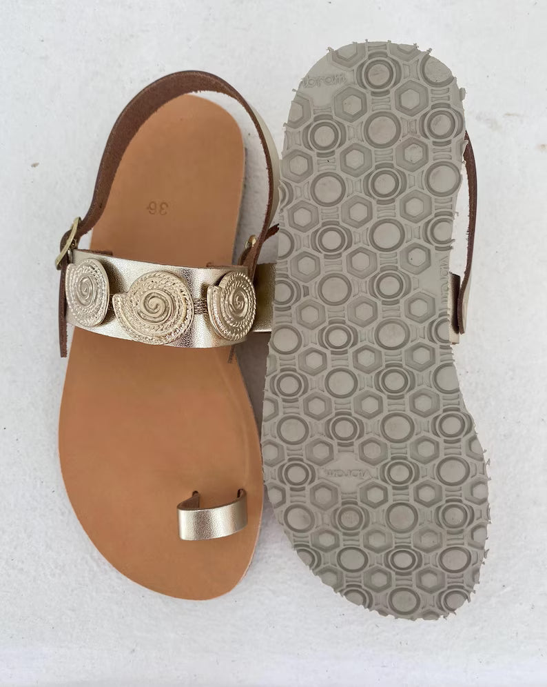Gold Barefoot Leather Sandals - Vibram