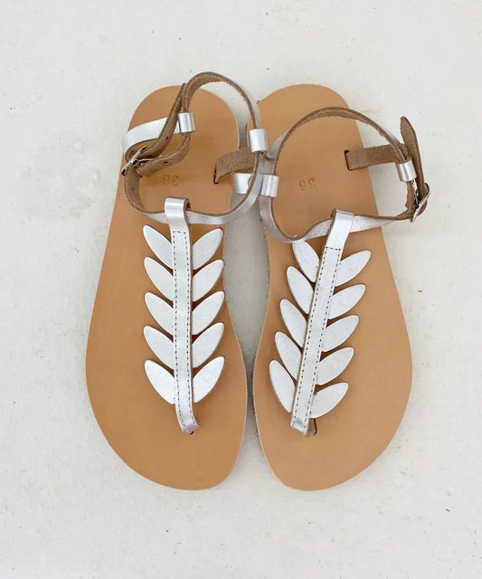 Leaf Leather Greek Sandals