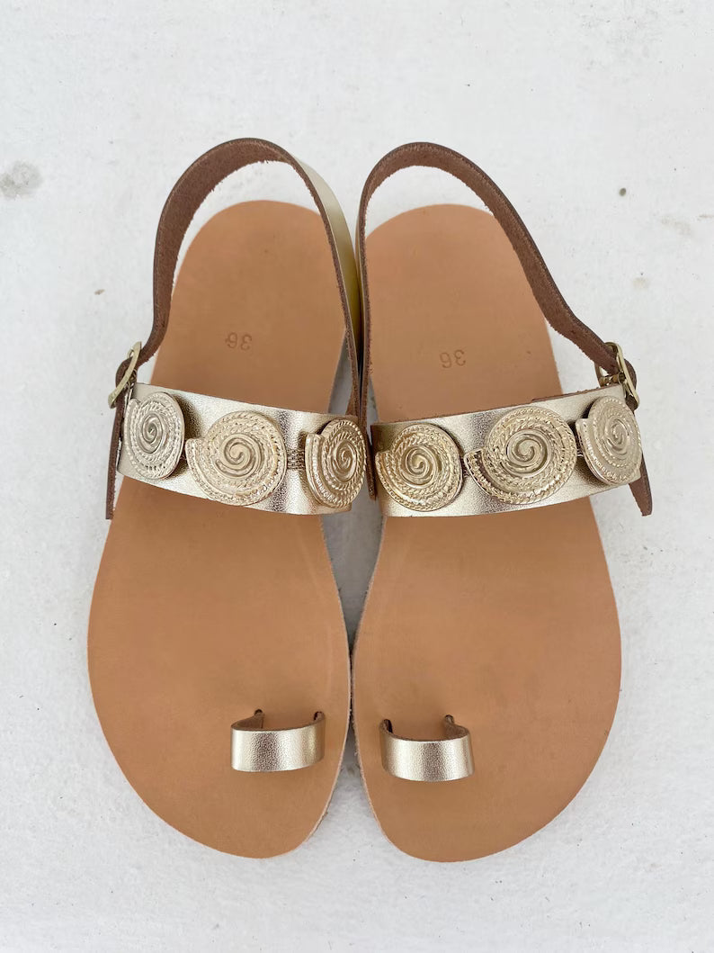 Gold Barefoot Leather Sandals - Vibram
