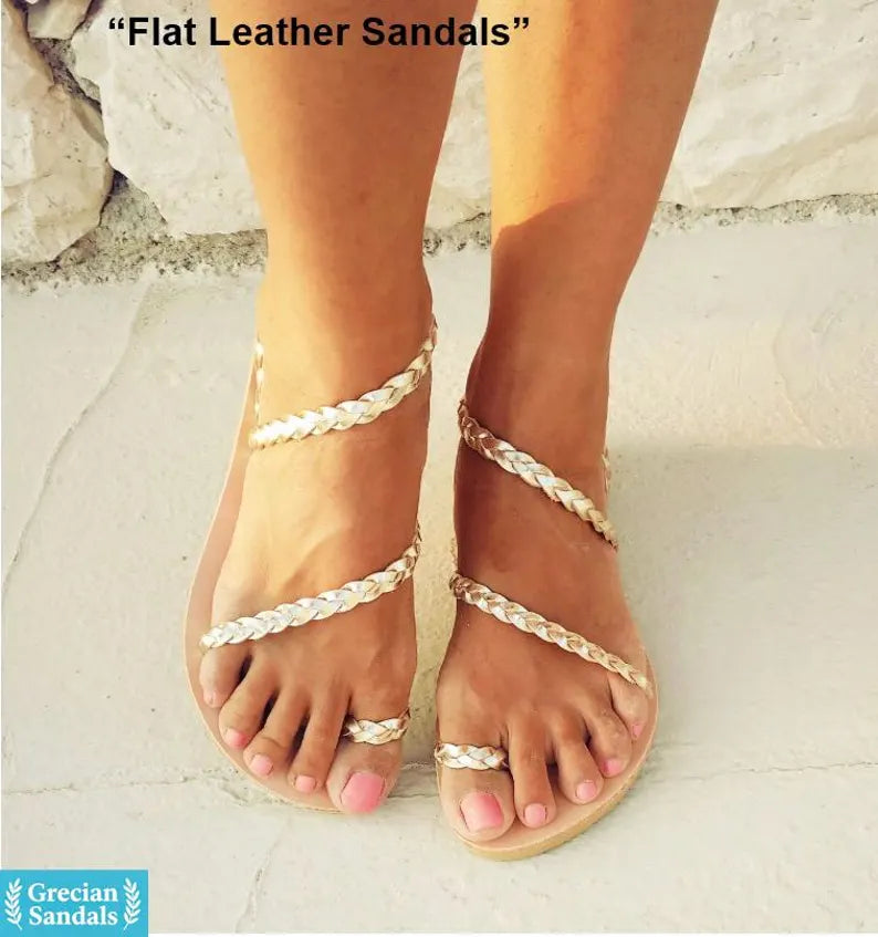Gold Ancient Greek Ankle Strap Sandals