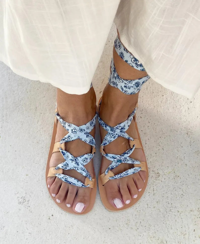 Boho Lace Up Gladiator Vibram Sandals