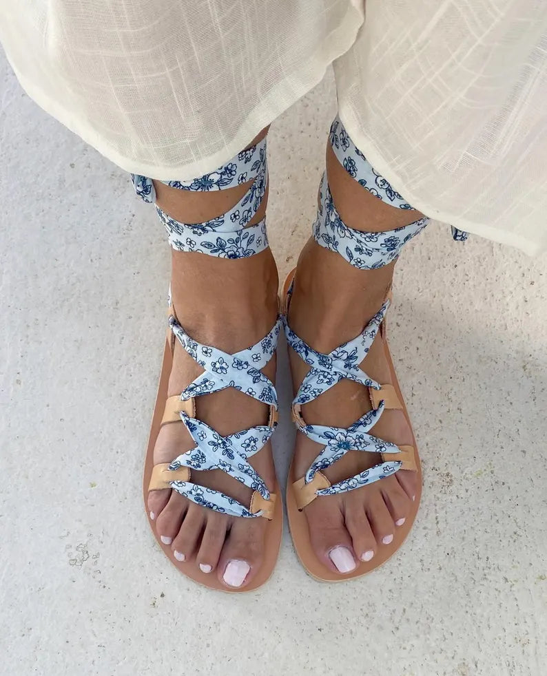 Boho Lace Up Gladiator Vibram Sandals