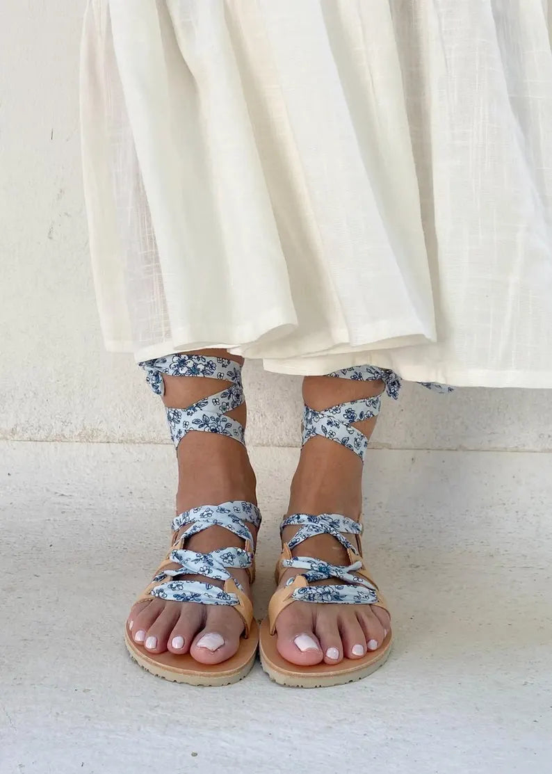 Boho Lace Up Gladiator Vibram Sandals