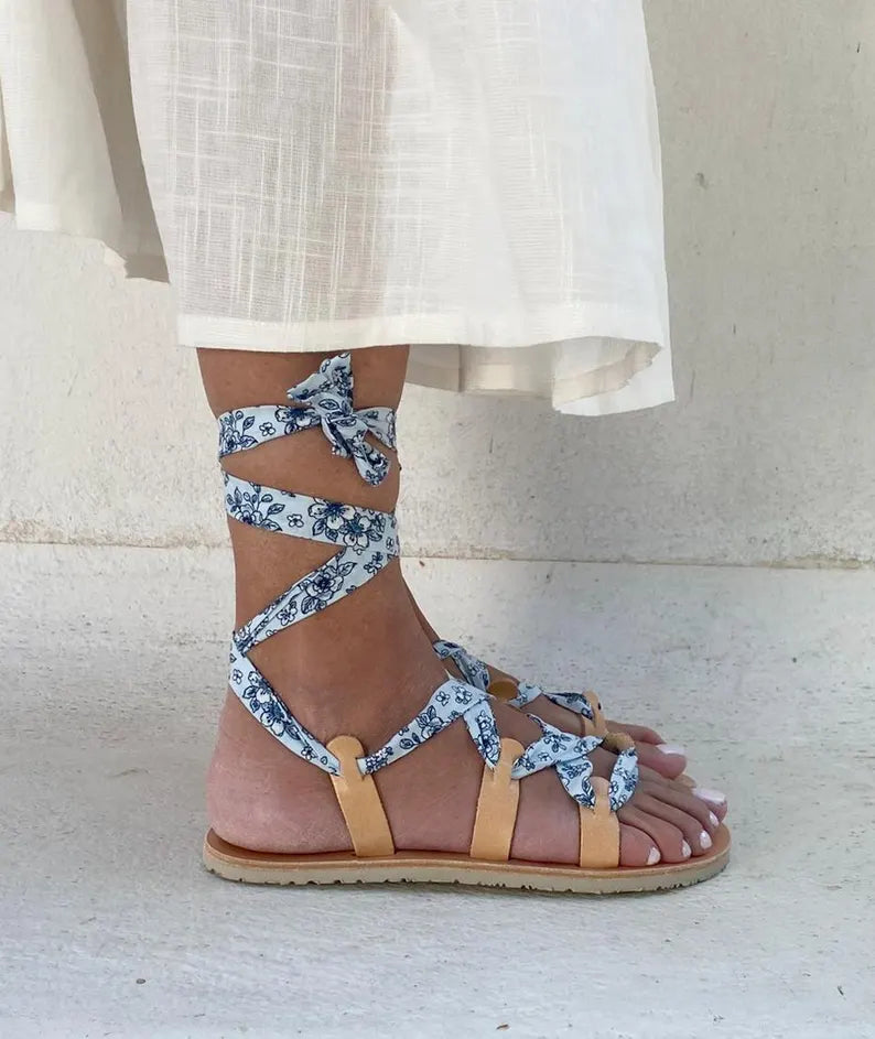 Boho Lace Up Gladiator Vibram Sandals