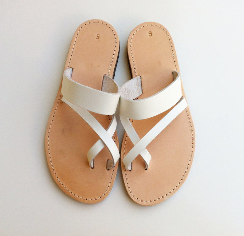 Greek Leather Slip On Sandals